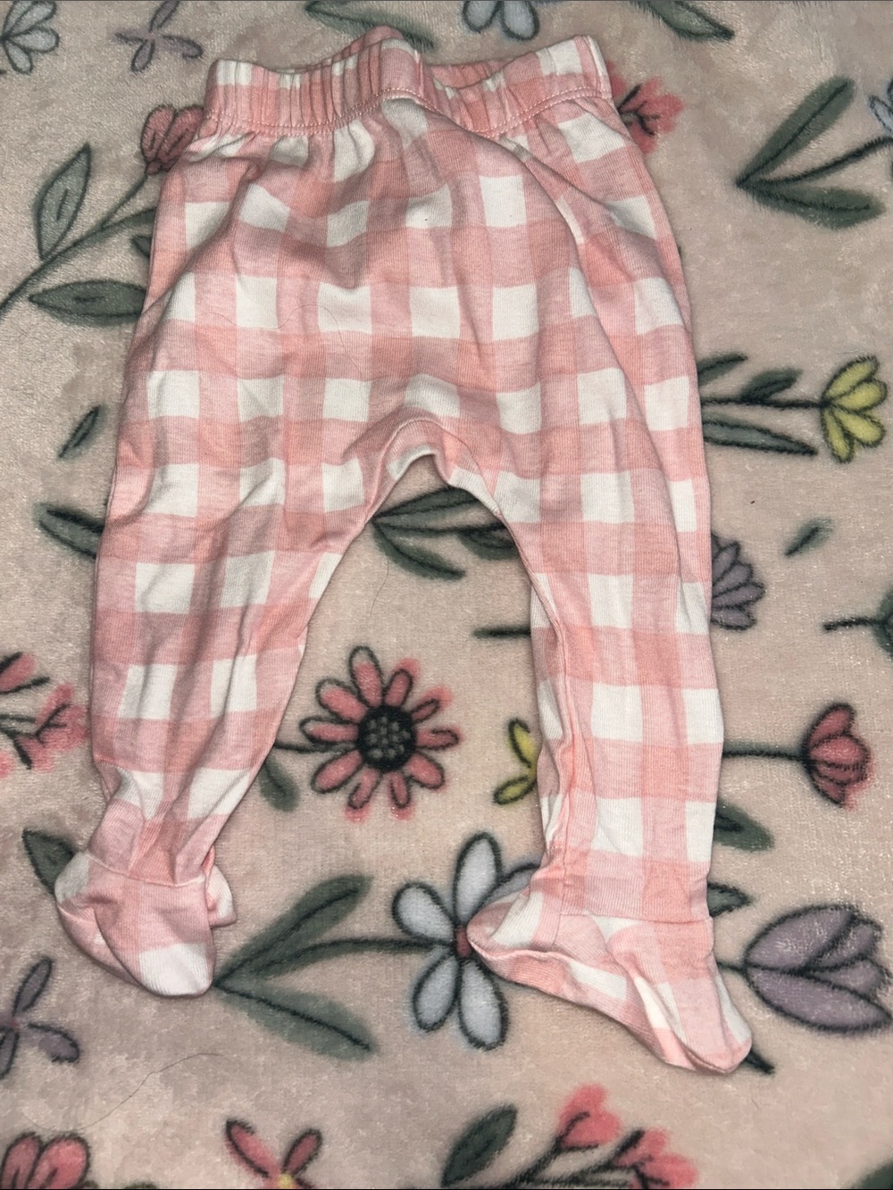 The Honest Company Pink and White Gingham Footed One-Piece